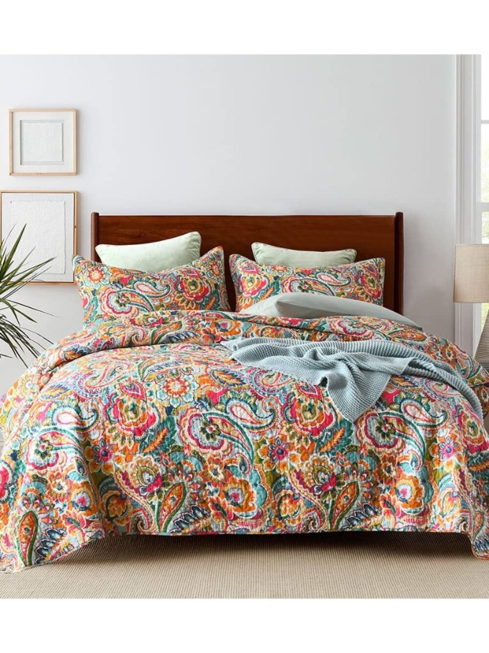 Quilt Sets King Size, 100% Cotton Breathable Bedspread, Lightweight Reversible